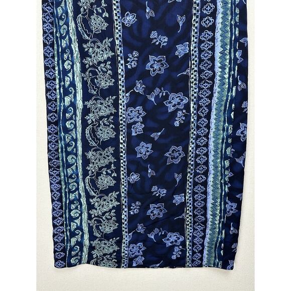 Women's STUDIO C CANADA Blue & Green Wrap Midi Skirt Women's Size 14 Classic - Picture 3 of 11